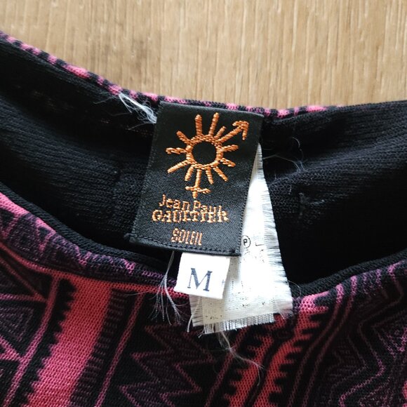 Y2K Jean Paul Gaultier Floral Geometric Print Stretchy Mesh Knee Length Dress - Picture 6 of 7